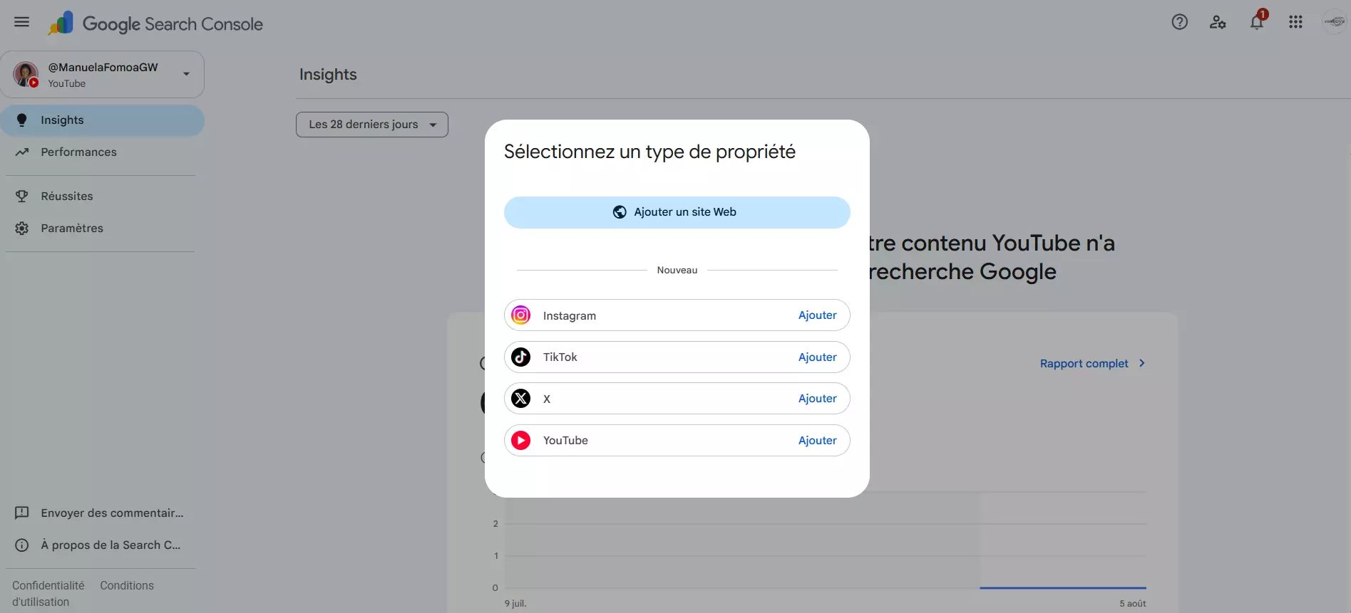 Ajout de platform properties dans la search console